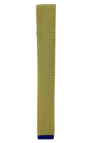 SILK YELLOW WITH BLUE KNITTED TIE